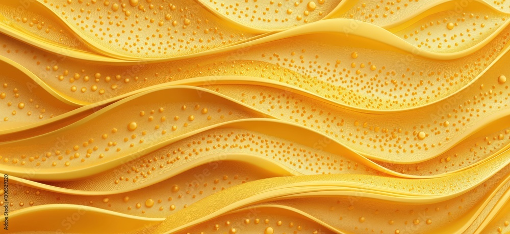 Poster textured yellow waves with droplets creating a vibrant abstract background
