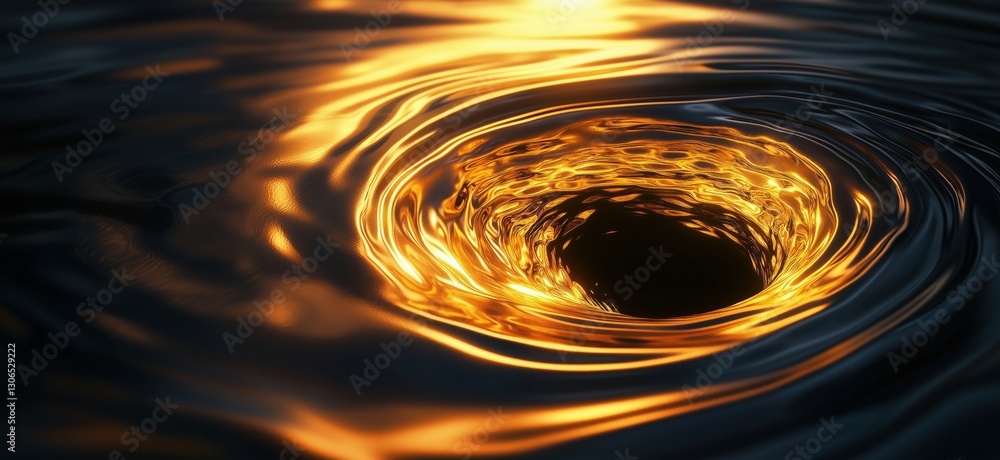 Aufkleber swirling vortex of golden light in dark water creating mesmerizing patterns