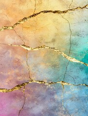 cracked wall with a colorful gradient background