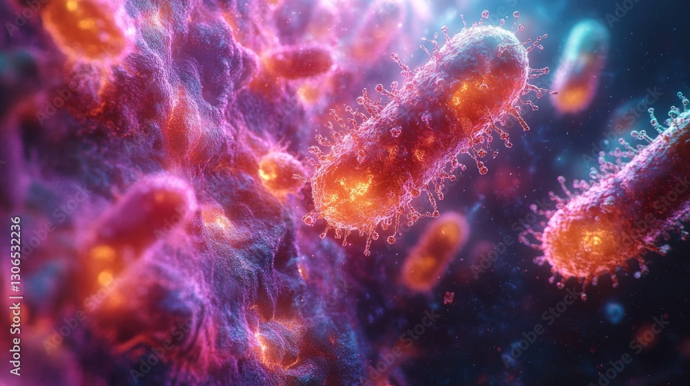 Poster a group of cells suspended in mid-air, possibly in a lab or research setting