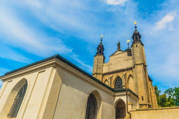 A detailed view of the Sedlec Ossuary, also known as the Bone Church in Czech Republic, showcasing its intricate skeletal decorations, Gothic architecture, and unique artistic craftsmanship in Europe