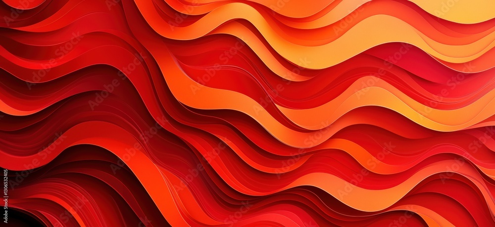 Poster vibrant abstract waves in red and orange tones creating dynamic visual flow
