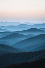 Obraz premium A painterly and surreal depiction of a sunset over misty mountains, where golden light dances across the peaks, forming a harmonious blend of warmth and tranquility