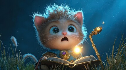 Cute Cat Wizarding Scene