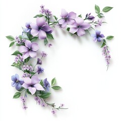 Beautiful legant spring flower, a purple flowers and leaves