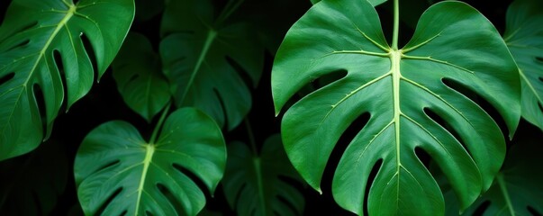 Large monstera deliciosa leaves, veins highlighted in gold , luxury, close up
