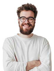 Obraz premium PNG Smiling man with glasses beard