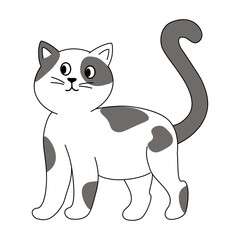 Cartoon spotted cat hand drawn vector illustration