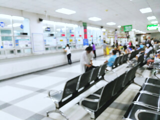 blurry many crowd anomynous waiting medicine at drug receptor in the hospital.