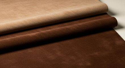 Luxurious Brown and Beige Fabric Swatches Soft Textured Upholstery Material Close Up