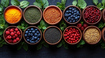 Detox smoothie station featuring fresh superfoods kitchen food display vibrant close-up view healthy living concept