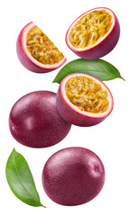Passion maracuya fruit isolated on white background