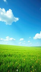 Obraz premium Expansive open field under a brilliant blue sky , photograph, day