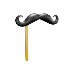 3D icon render moustache on white background 