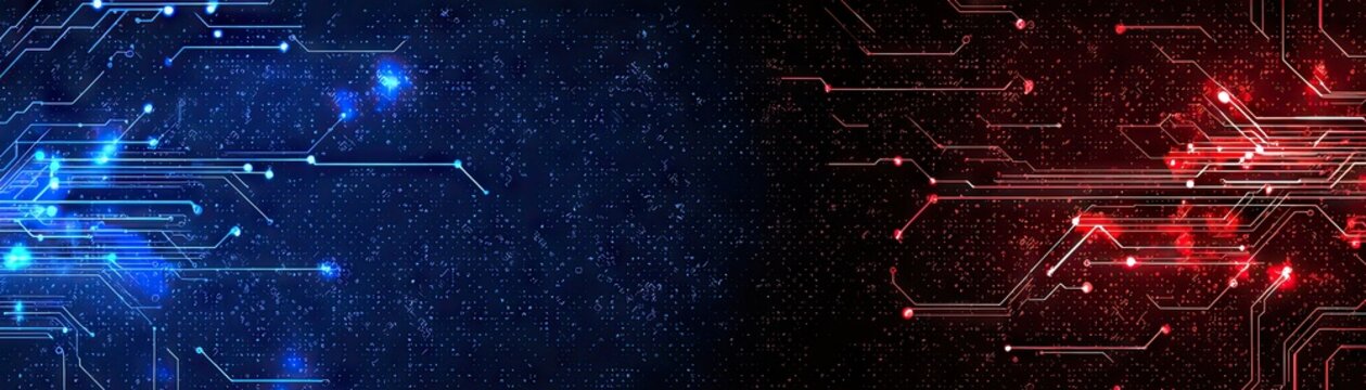 Abstract tech background glowing circuits, digital network, data flow, binary code