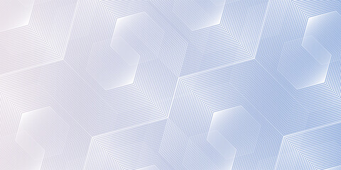 Hexagon lines on light mesh blue an pink background. Geometric stripe line art design for poster, brochure, cover, website, header, web banner, presentation modern abstract simple design