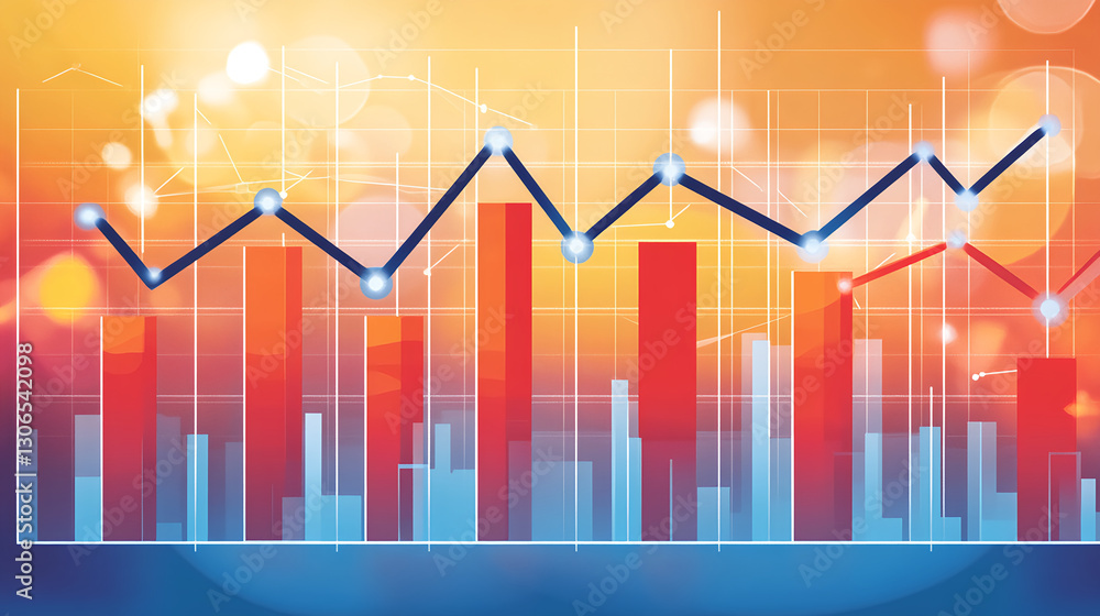 Poster analyzing business growth trends financial market data visualization digital environment informative