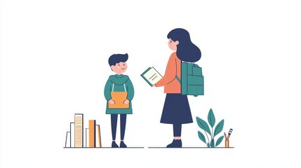 teacher and student. Concept illustration for school and education.