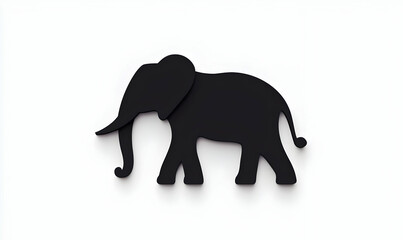 Obraz premium Black Silhouette of an Elephant on Clean White Background