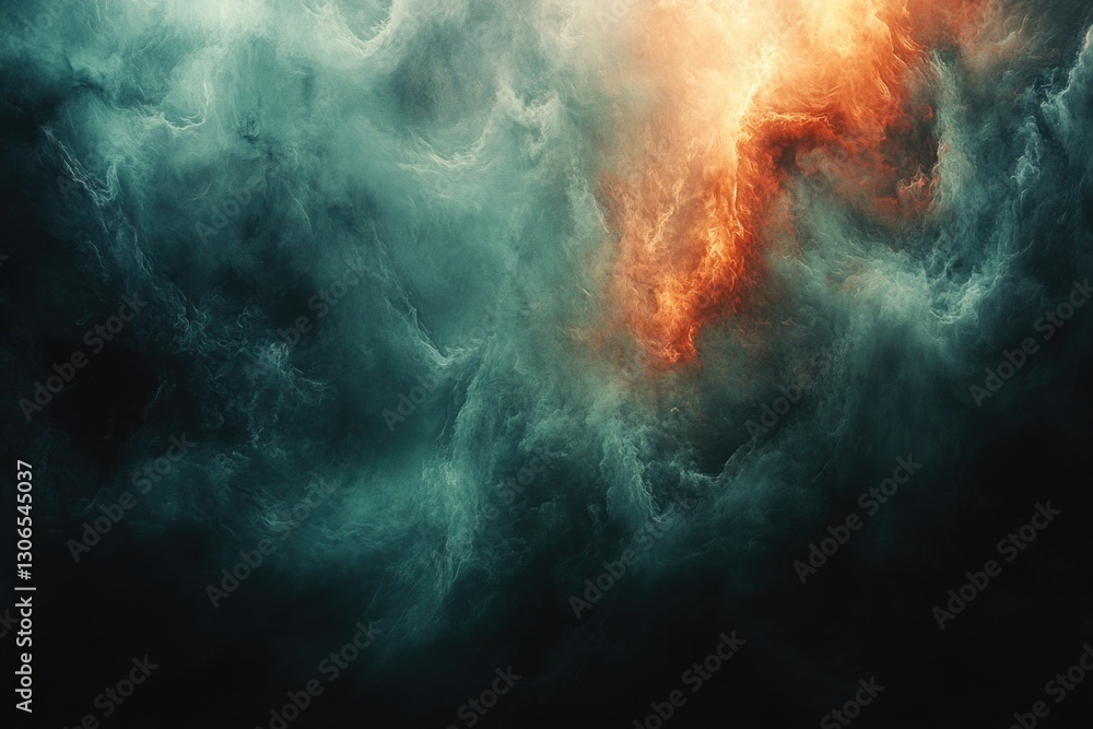 Poster orange and blue clouds against a dark black background, suitable for use in astronomy or science-rel