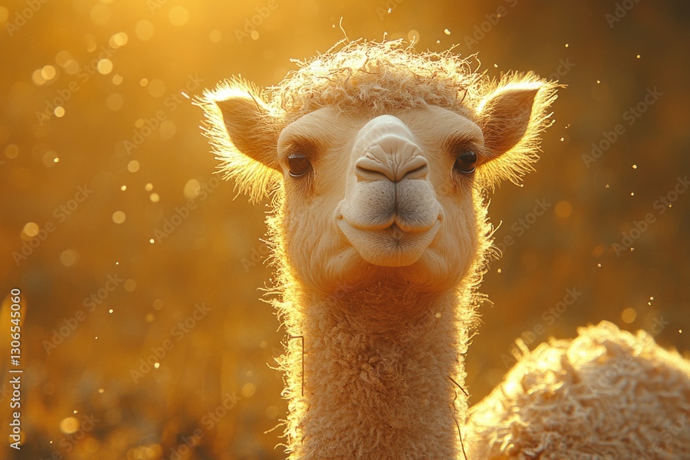 Poster close-up of a llama standing in a green field
