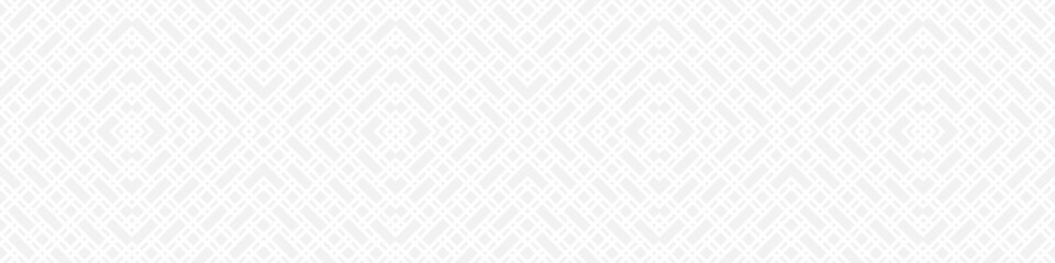 Seamless trendy pattern of stripes and diamonds, geometric white shapes for textiles and wallpaper. Abstract panoramic pattern on a gray background for a New Year or wedding cover or card.