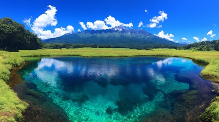 Serene Mountain Lake Reflection: A Stunning Panorama of Nature's Beauty