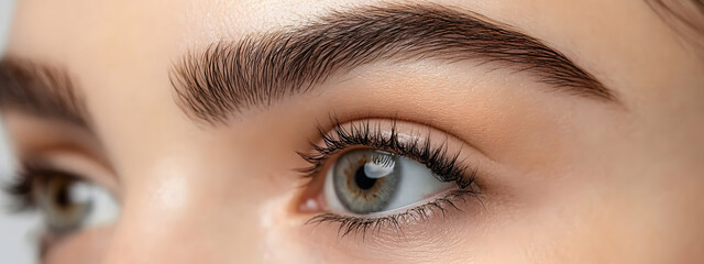 Naklejka premium A close-up of the woman's eyebrows 