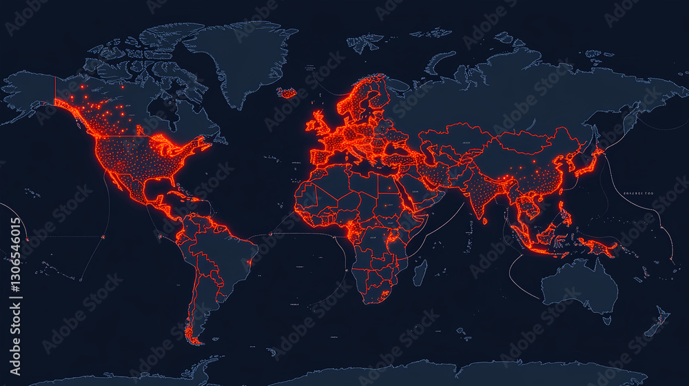 Poster global heatmap visualization of internet usage trends worldwide data analysis digital environment ae