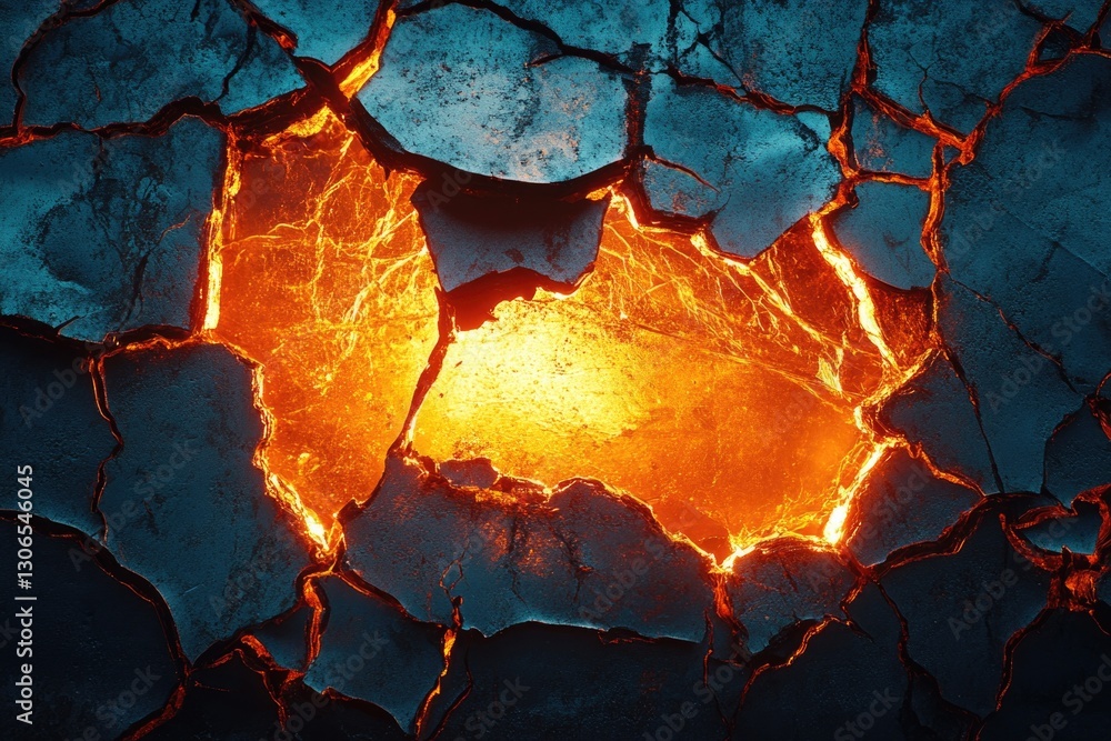 Poster A close-up shot of a crack in the ground, suitable for use as a texture or design element