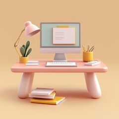 Professional work symbol, 3D Desk Icon.