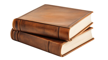 Obraz premium Two brown leather-bound book isolated on a white background