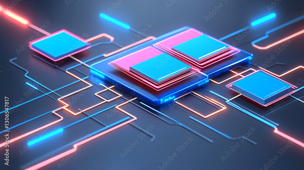 Poster digital circuit design visualization technology graphic art abstract environment close-up view innov