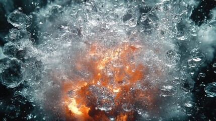 Explosion of flames and water in a confined space