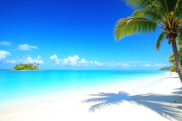 Obraz premium beach with a palm tree on the sand