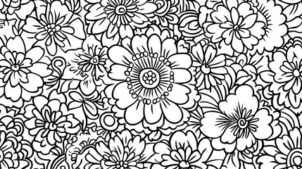 Colorful floral patterns art and design digital illustration creative space top view nature inspiration