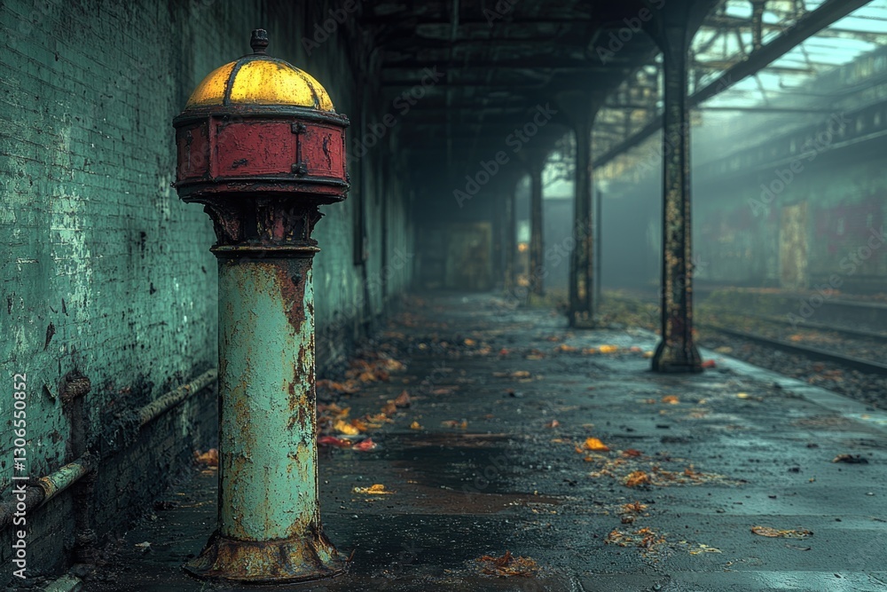 Poster a fire hydrant sits next to a brick wall, ready for use in case of emergency