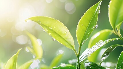 Dew Kissed Green Leaves