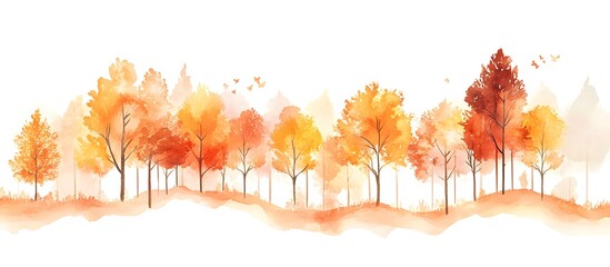 Obraz premium Autumn Forest Watercolor Landscape (6)