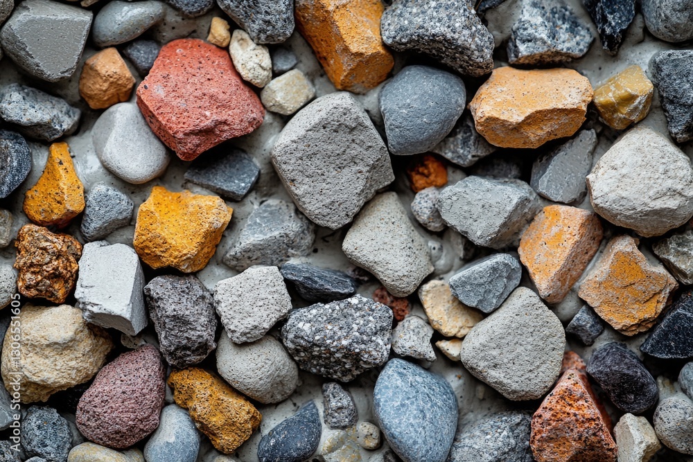 Poster a close-up view of a pile of rocks and gravel, great for background or texture