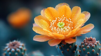 Fototapeta premium A detailed shot of a single flower growing on a green plant, great for showcasing botanical details