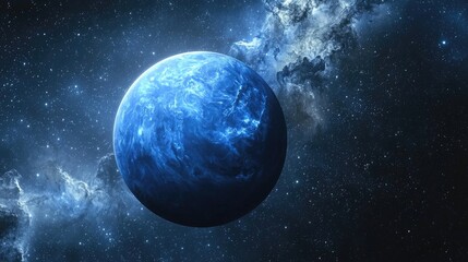 Obraz premium a picture of the planet Neptune. Stars and galactic energy in the background.