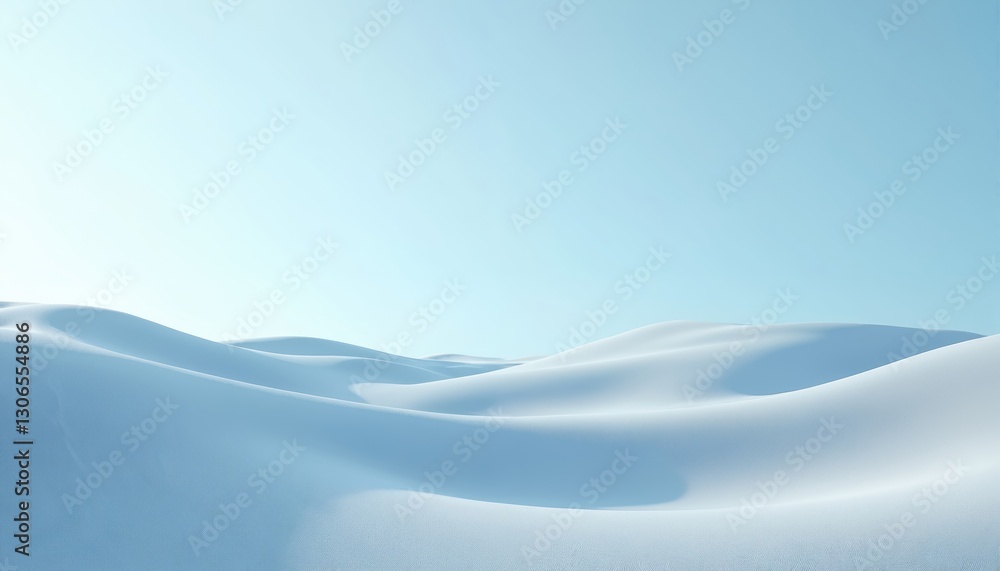 Poster minimalist style photo of undulating sand dunes against light blue gradient background. perfect abst