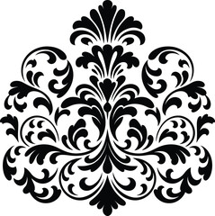 Black Ornamental Floral Vector Design – Decorative Vintage Baroque Pattern