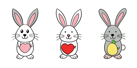 Fototapeta premium Easter day rabbits, easter bunny, cute rabbit, easter rabbit icon, fluffy bunny illustration design