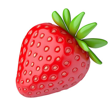 silce strawberry 3d render icon isolated on transparent background cutout