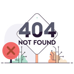 Title: Error 404 concept illustration depicting website not found internet issues and page glitches  
