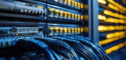 Digital interface showcases an IT specialist managing network traffic.