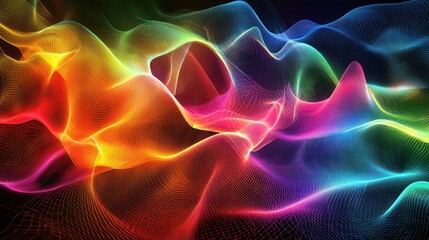 Rainbow waves abstract digital art background for design