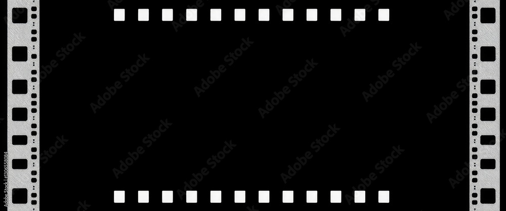 Poster Film strip frame with black backdrop for text graphics with sprocket holes and frame indicators